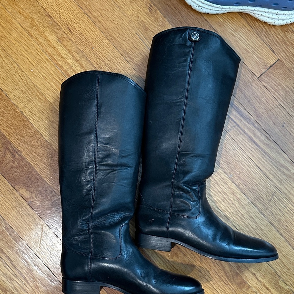 Frye Black Leather Knee-High Boots - Picture 9 of 11